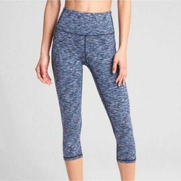 GAP \ Fit Athletic Crop Leggings Marled Patern Regular Blue Sz M - Picture 1 of 10